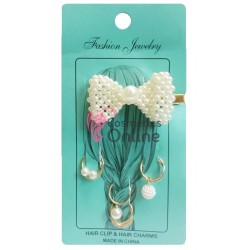 Inele din metal pentru codite afro RNG62 Auriu Mixt cu accesorii, Set 10 bucati + Agrafa cu Perle